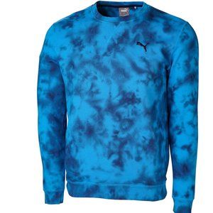 PUMA Golf Men's Haught Ibiza Blue Tie Dye Sweatshirt Crewneck Medium